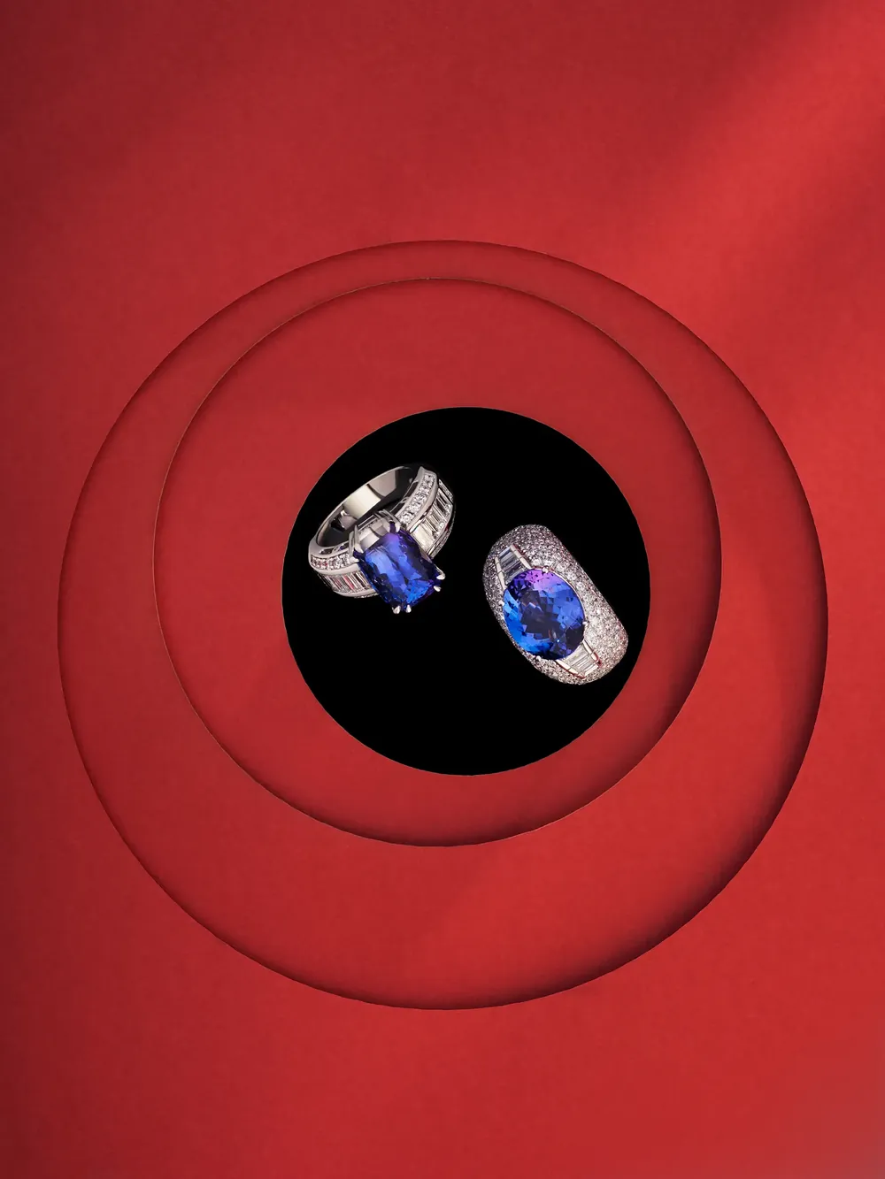 Frank Zampa Diamond Jewellery Product Red Background — commercial photography project